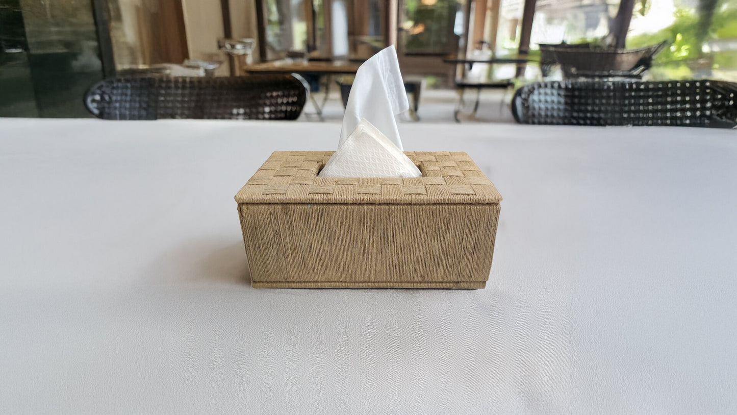 Rectangular Jute Wrapped Tissue Box – Horizontal Check