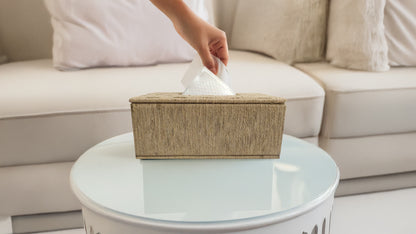 Rectangular Jute Wrapped Tissue Box – Horizontal Check