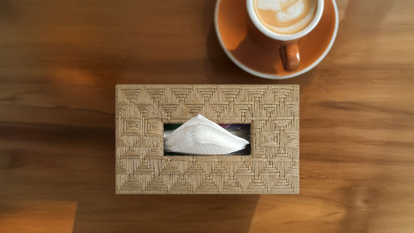 Rectangular Jute Wrapped Tissue Box – Horizontal Mountains