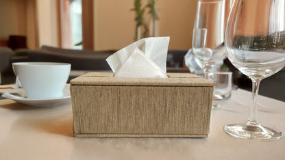 Rectangular Jute Wrapped Tissue Box – Horizontal Stripes