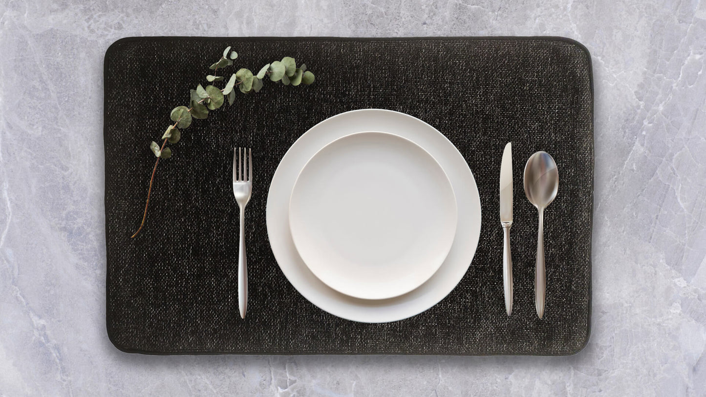 Jute and Cotton Double Sided Placemats - Black