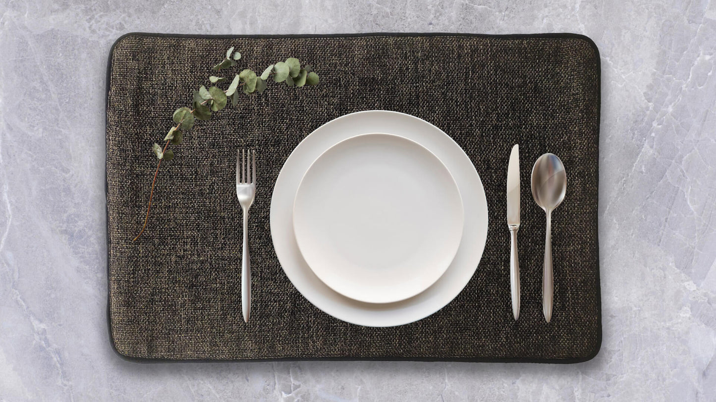 Jute and Cotton Double Sided Placemats - Jute Black