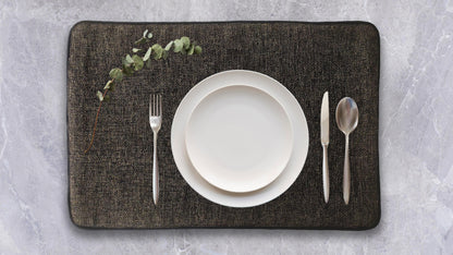 Jute and Cotton Double Sided Placemats - Jute Black