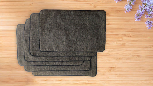 Jute and Cotton Double Sided Placemats - Jute Black