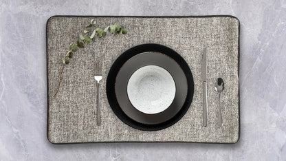 Jute and Cotton Double Sided Placemats - Light Gray