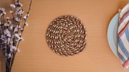 Jute and Red Thread Coasters