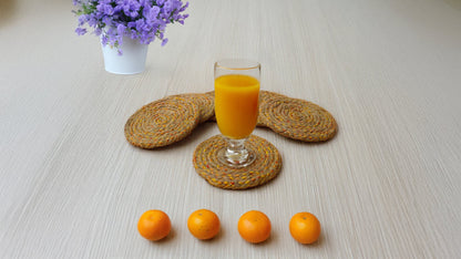 Jute and Yellow Thread Coasters