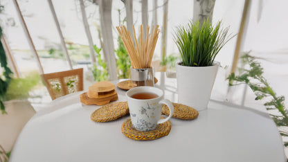 Jute and Yellow Thread Coasters