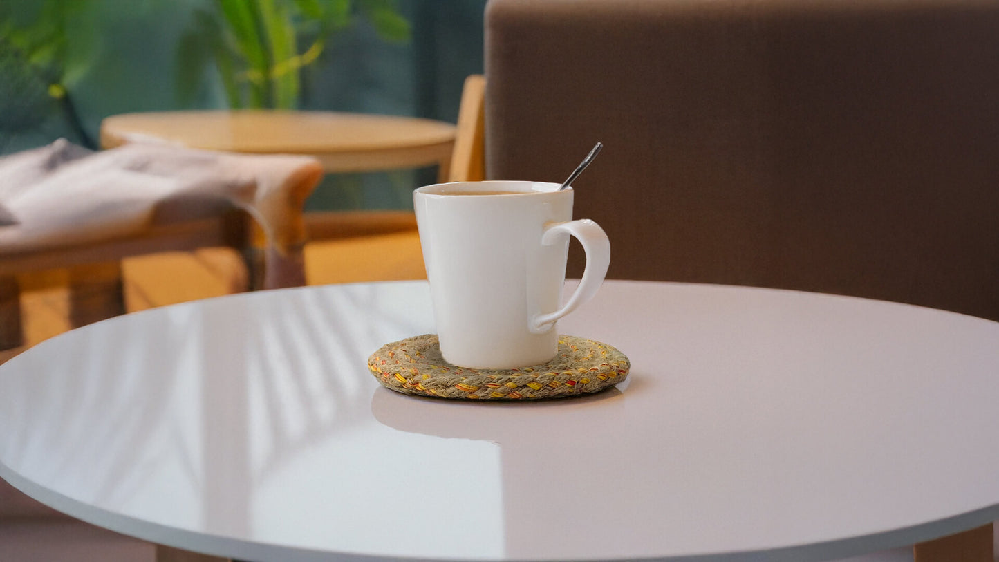 Jute and Yellow Thread Coasters