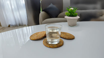 Jute and Yellow Thread Coasters