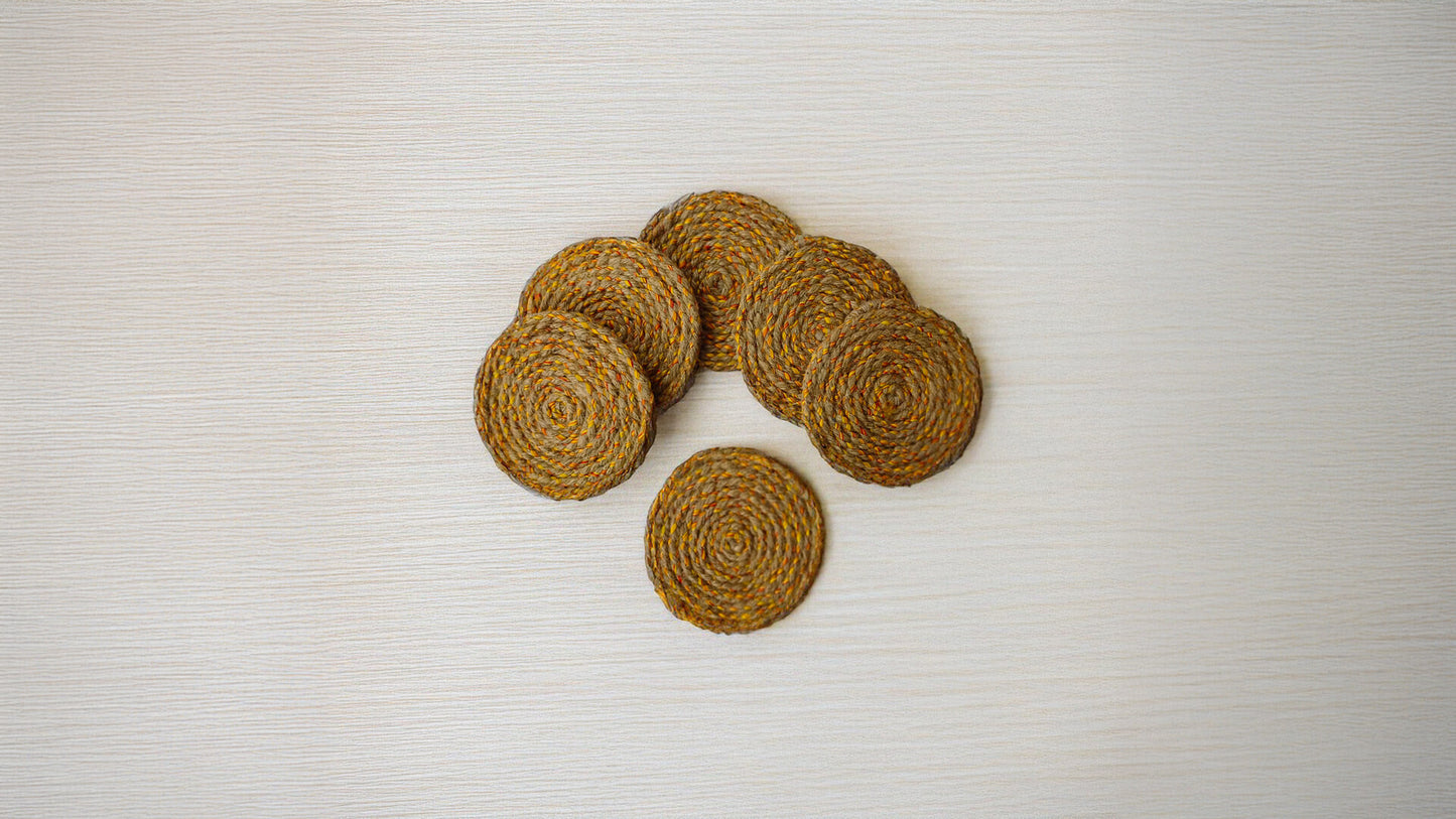 Jute and Yellow Thread Coasters