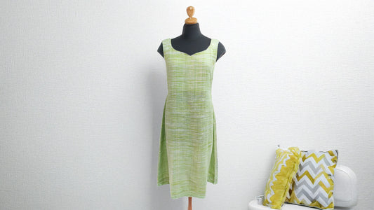 Khadi Green Dress with Belt