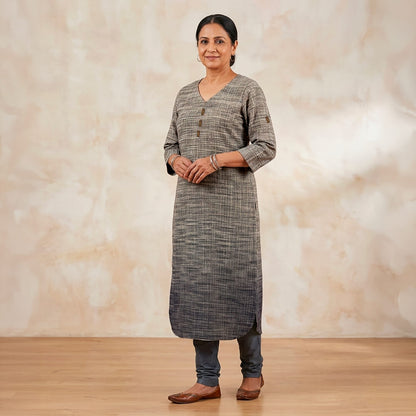 Khadi Long Kurta in Mustang Brown