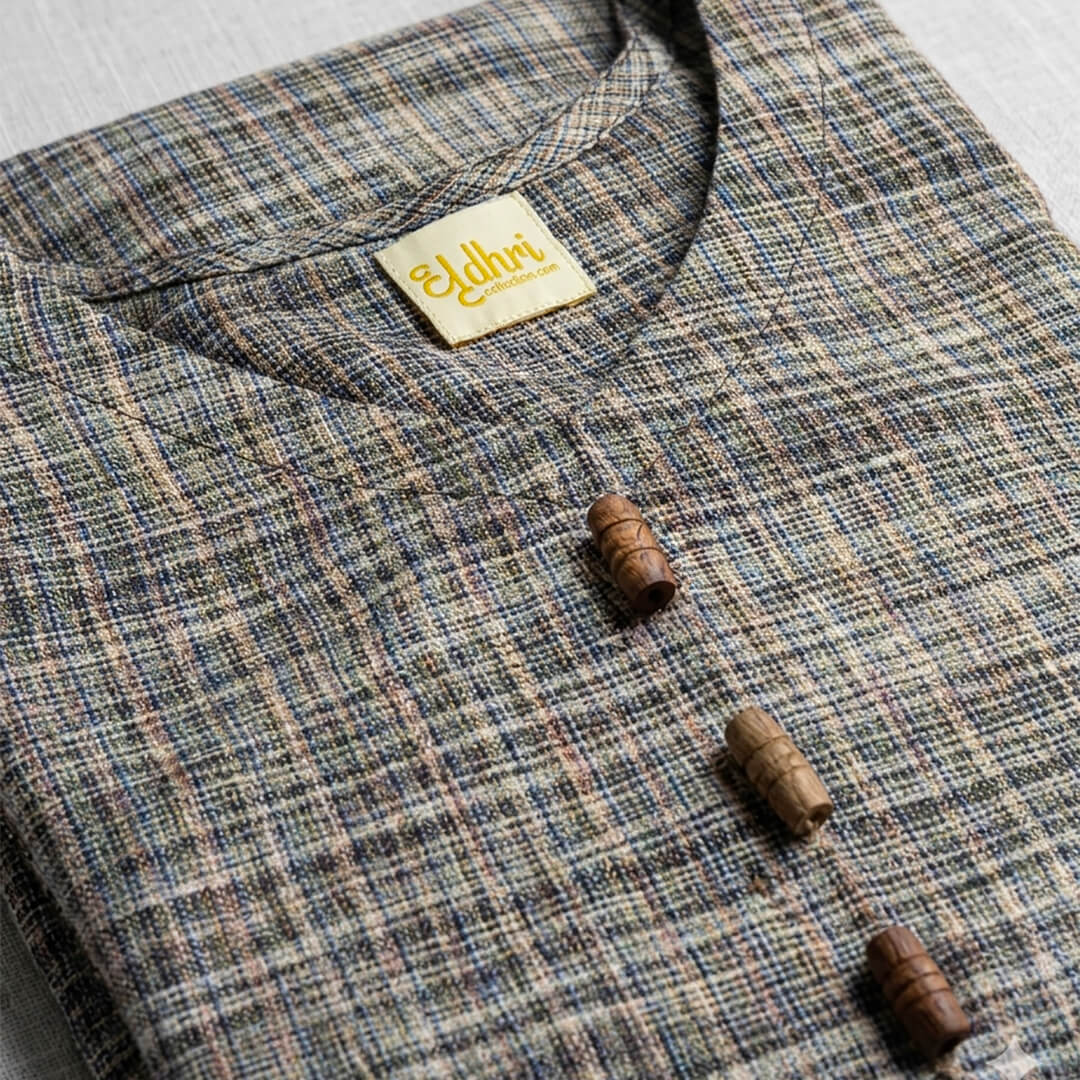 Khadi Long Kurta in Mustang Brown