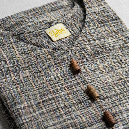 Khadi Long Kurta in Mustang Brown