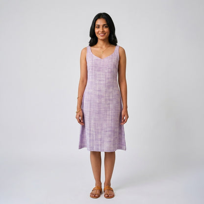 Khadi Purple Dress with Belt