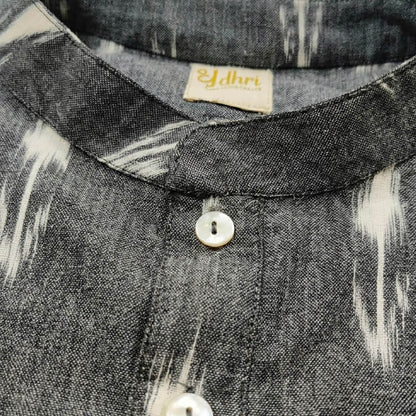 Ikkat Short Kurta in Gray