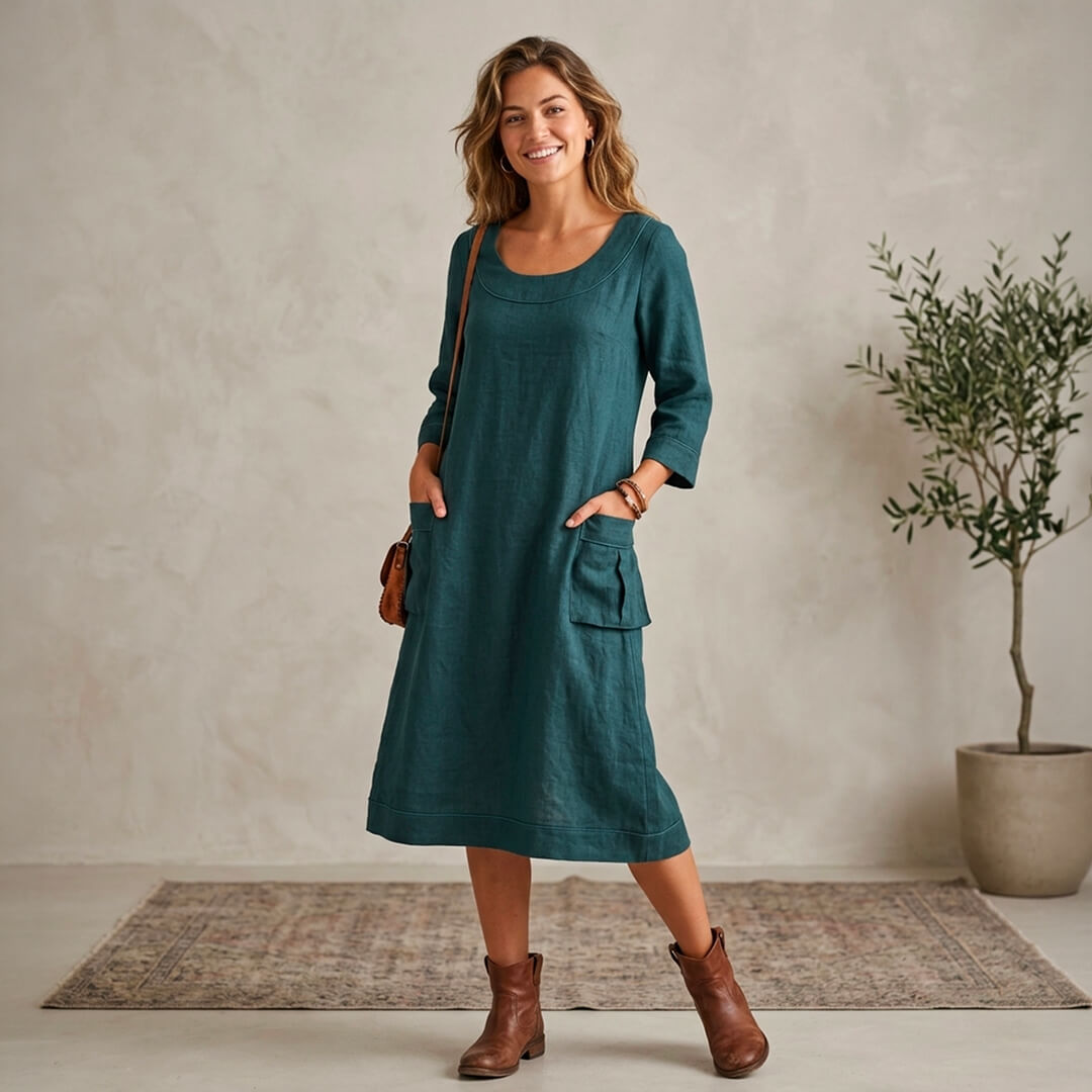 Linen Dress with Pockets