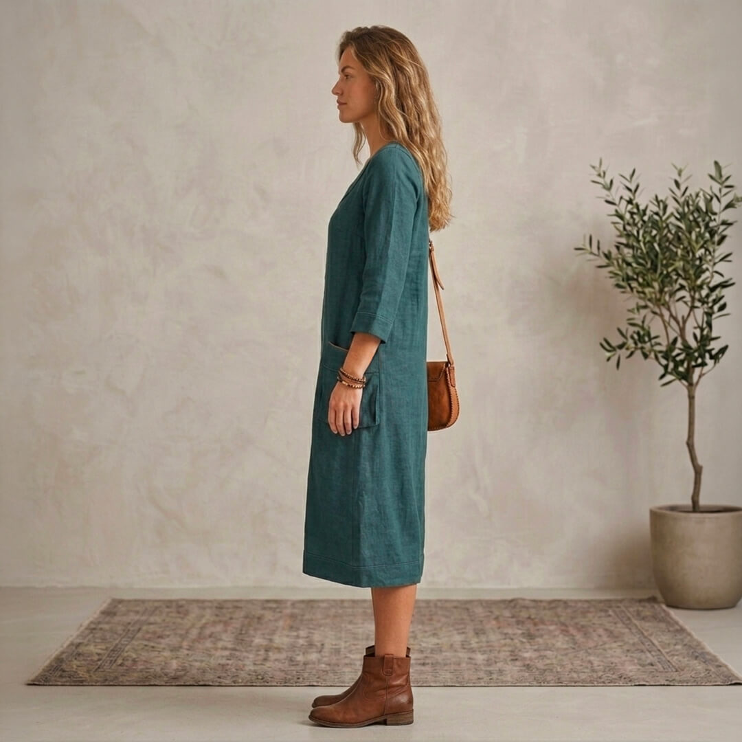 Linen Dress with Pockets