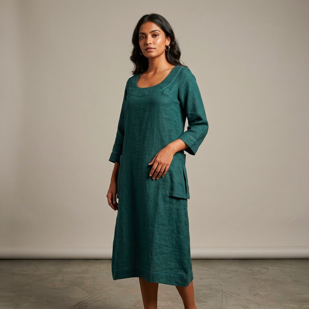 Linen Dress with Pockets