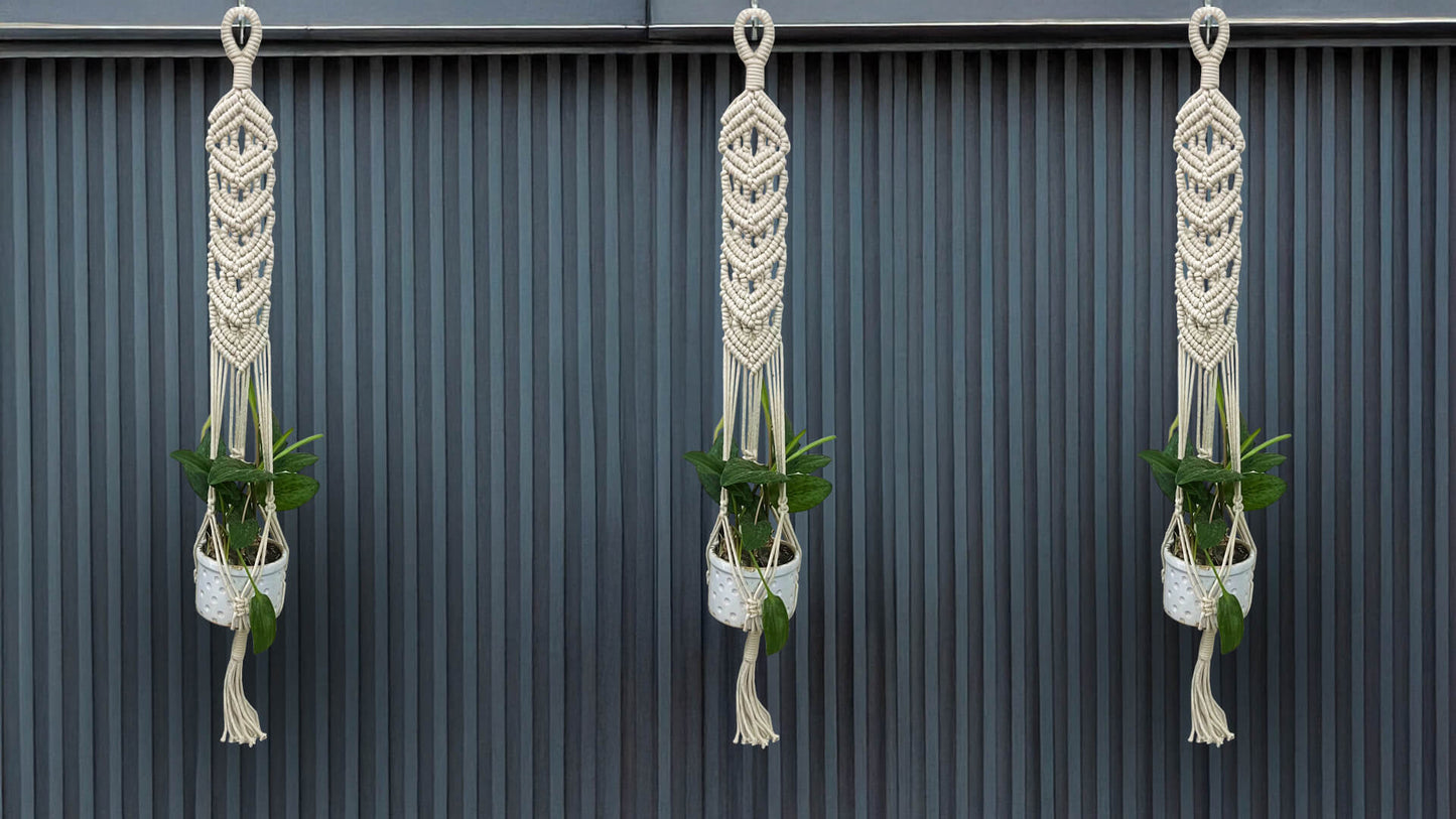 Macrame Planter Overlapping Diamond Design