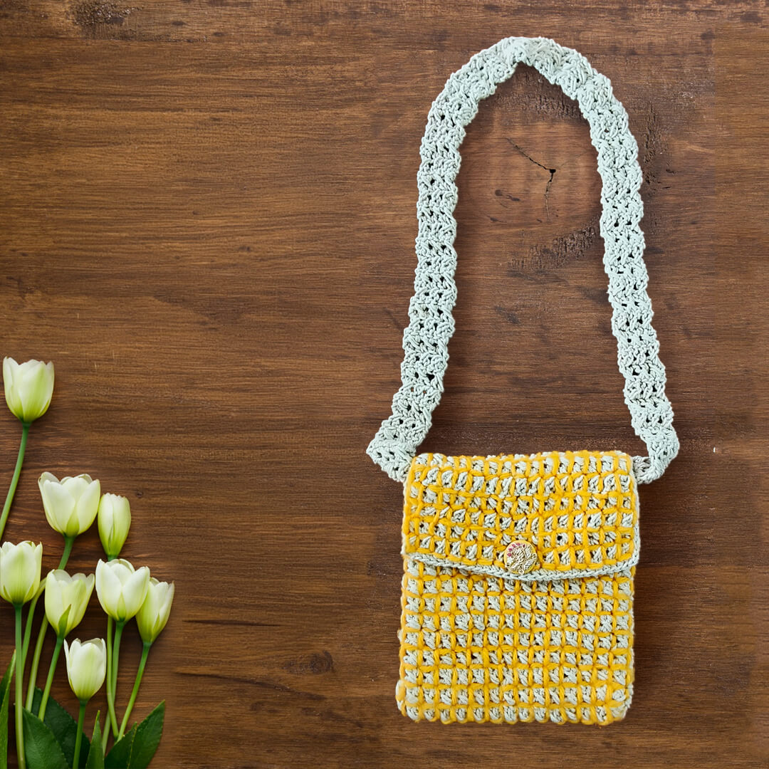 Macramé Sling Bags with Handmade Buttons