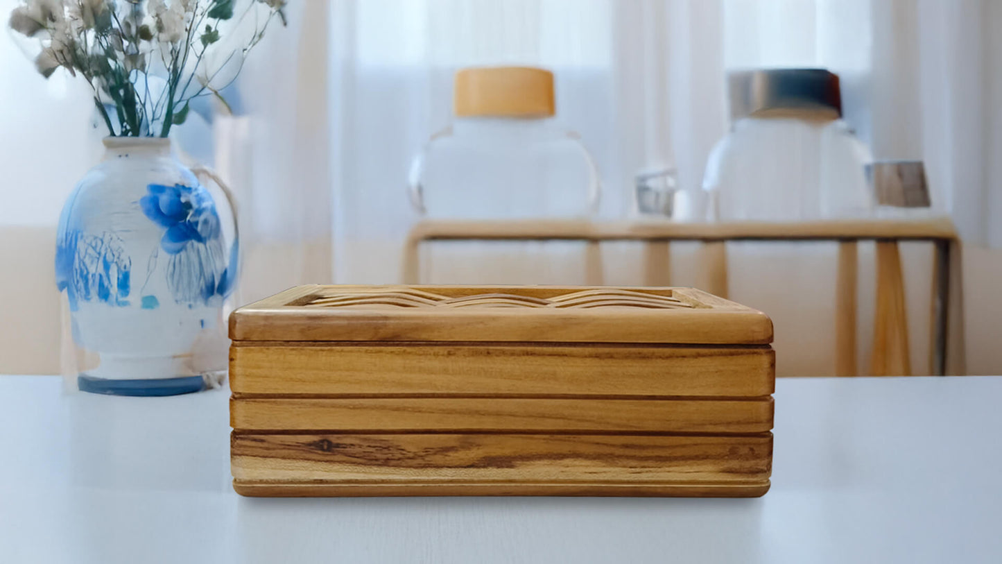 Multipurpose Rectangle Box with Slider in Teak Wood