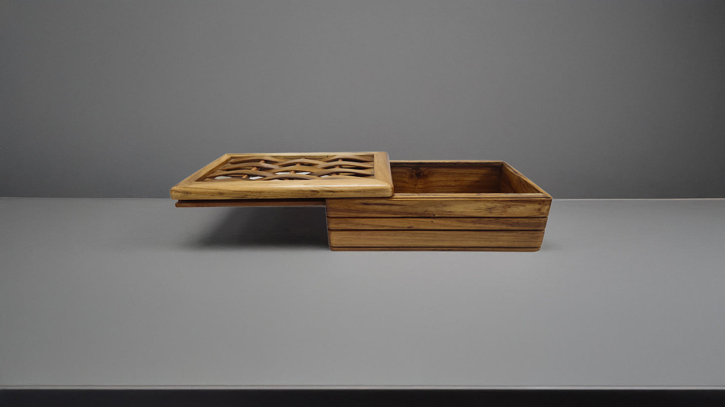 Multipurpose Rectangle Box with Slider in Teak Wood
