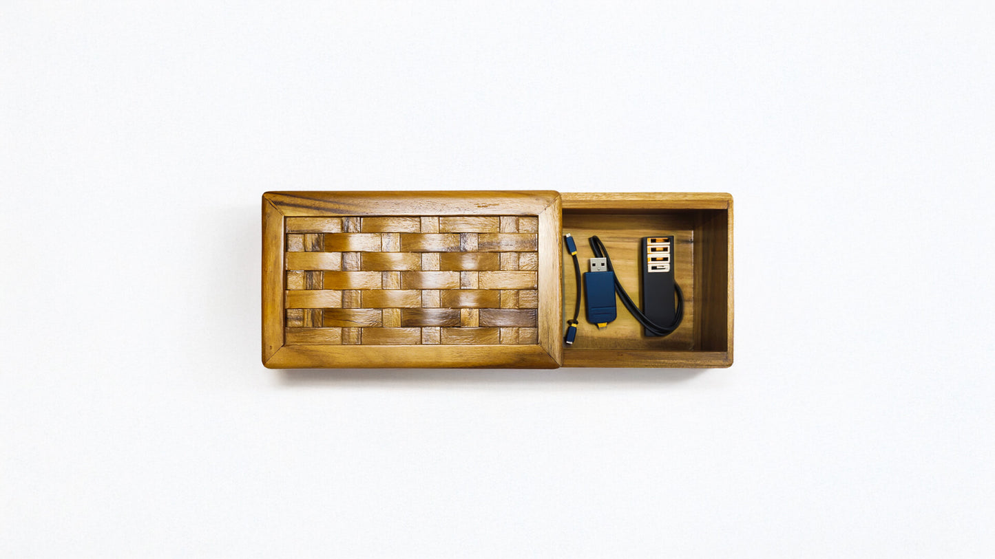 Multipurpose Rectangle Box with Slider in Teak Wood