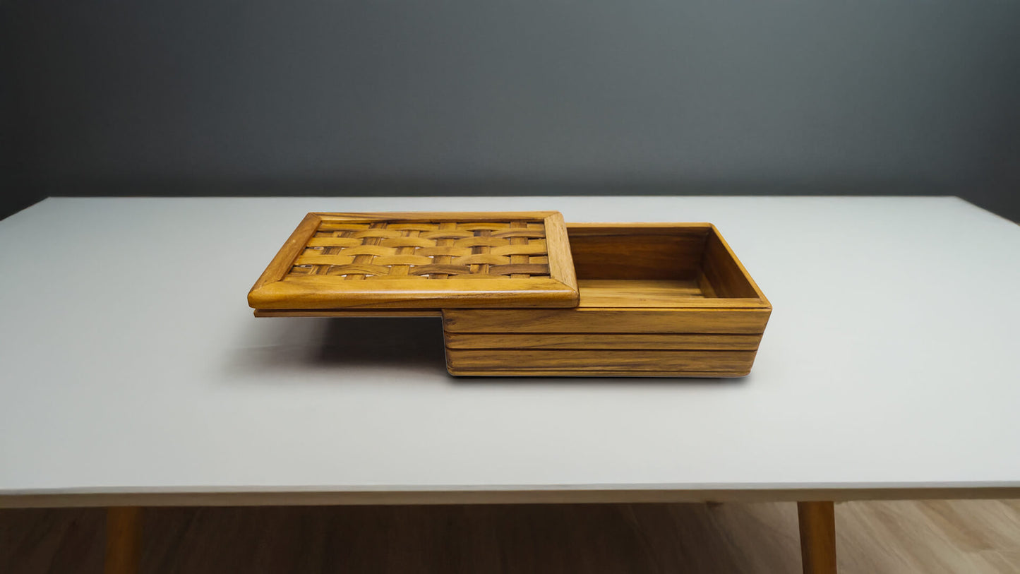 Multipurpose Rectangle Box with Slider in Teak Wood