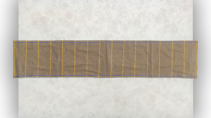 Hand embroidered with purple and yellow golden cotton thread, this handcrafted table runner is paired with set of 6 lap napkins. Designed to be double sided.