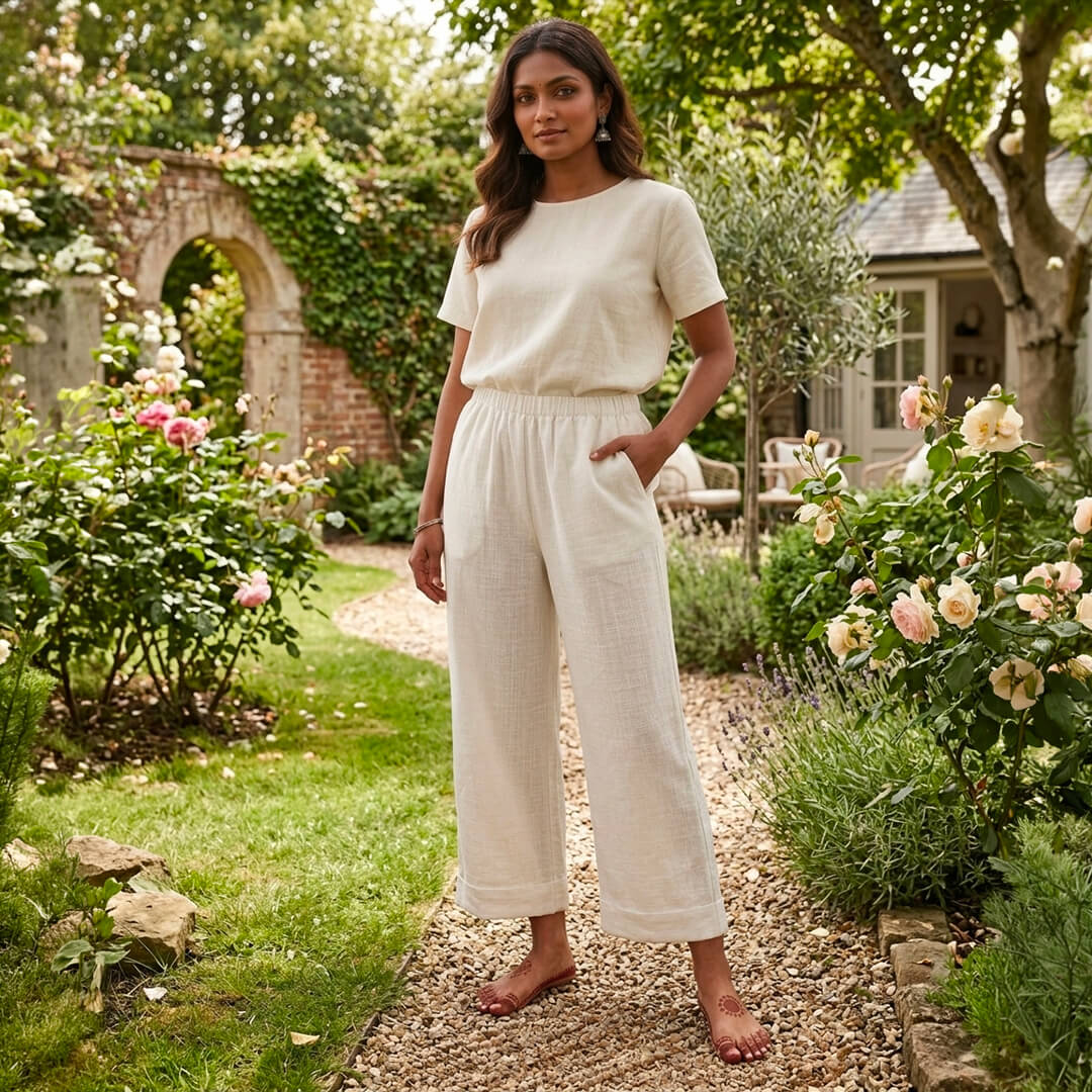 Pants in White Khadi