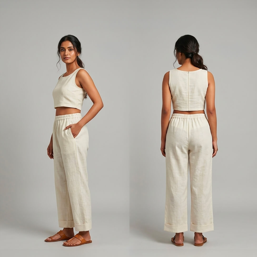 Pants in White Khadi