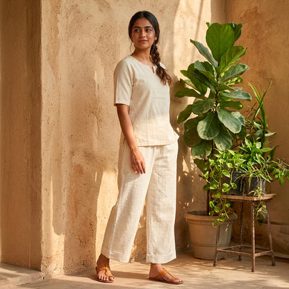 Pants in White Khadi