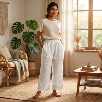 Pants in White Khadi