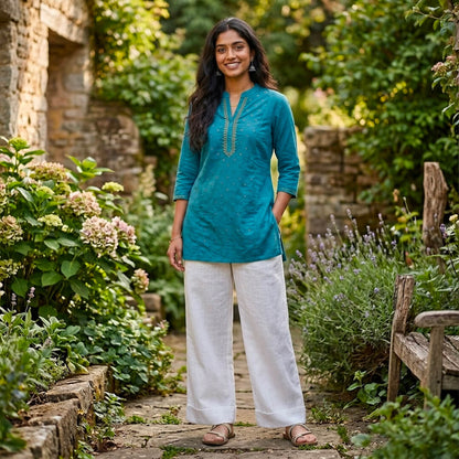 Pants in White Khadi