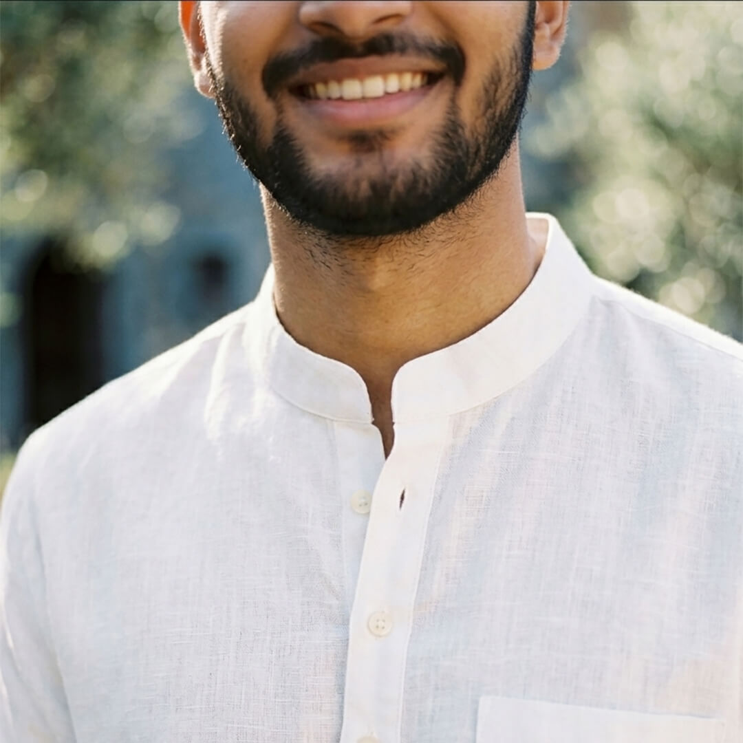 Pure Linen White Short Kurta