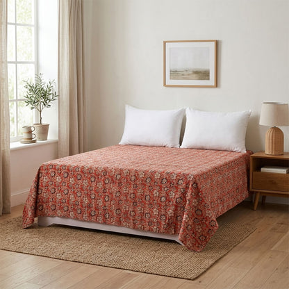Red Cream Flowers Dohar Kantha All - Over Double