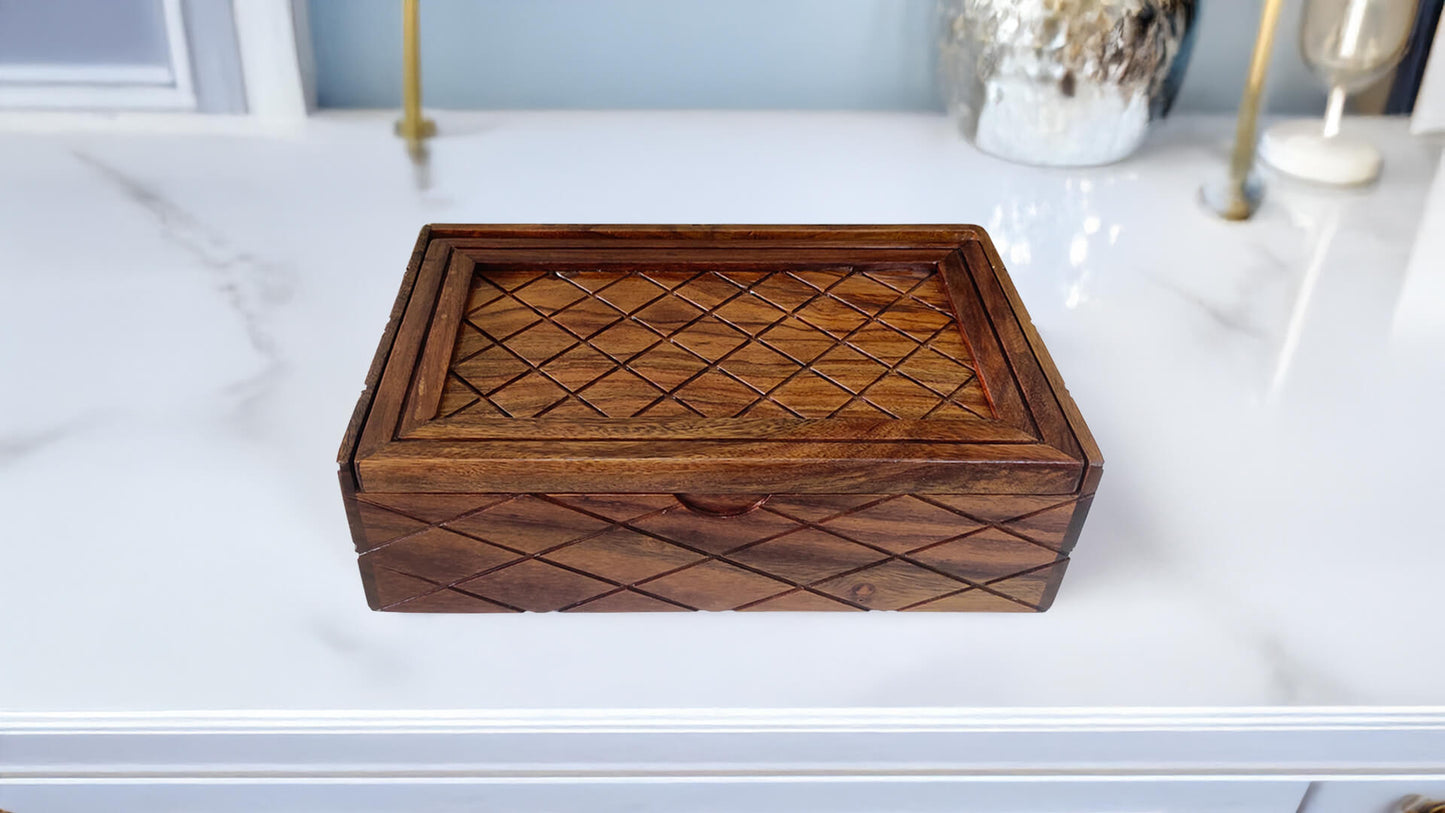 Storage Box with Lift Up Lid in Sheesham Wood