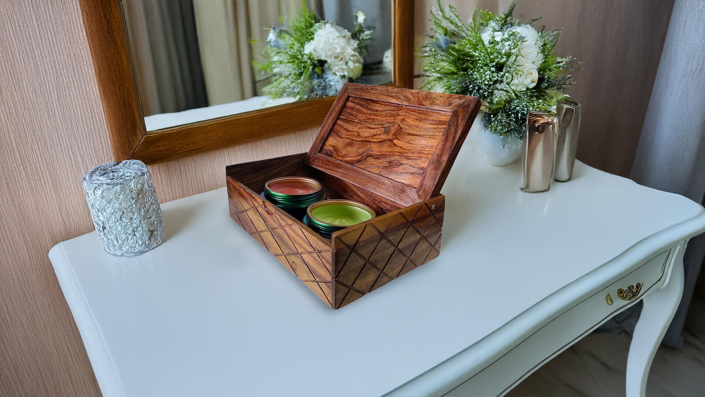Storage Box with Lift Up Lid in Sheesham Wood