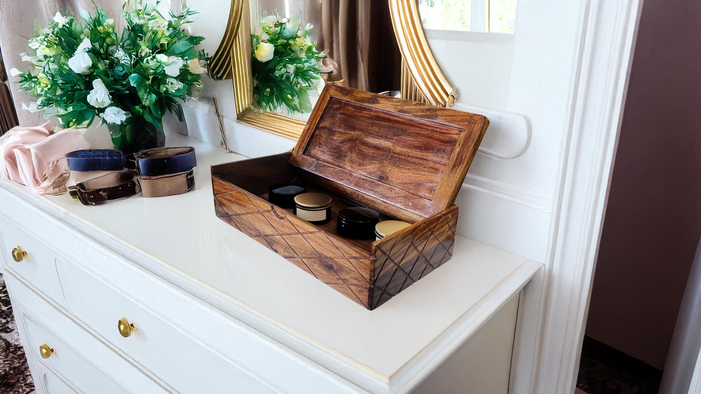 Storage Box with Lift Up Lid in Sheesham Wood