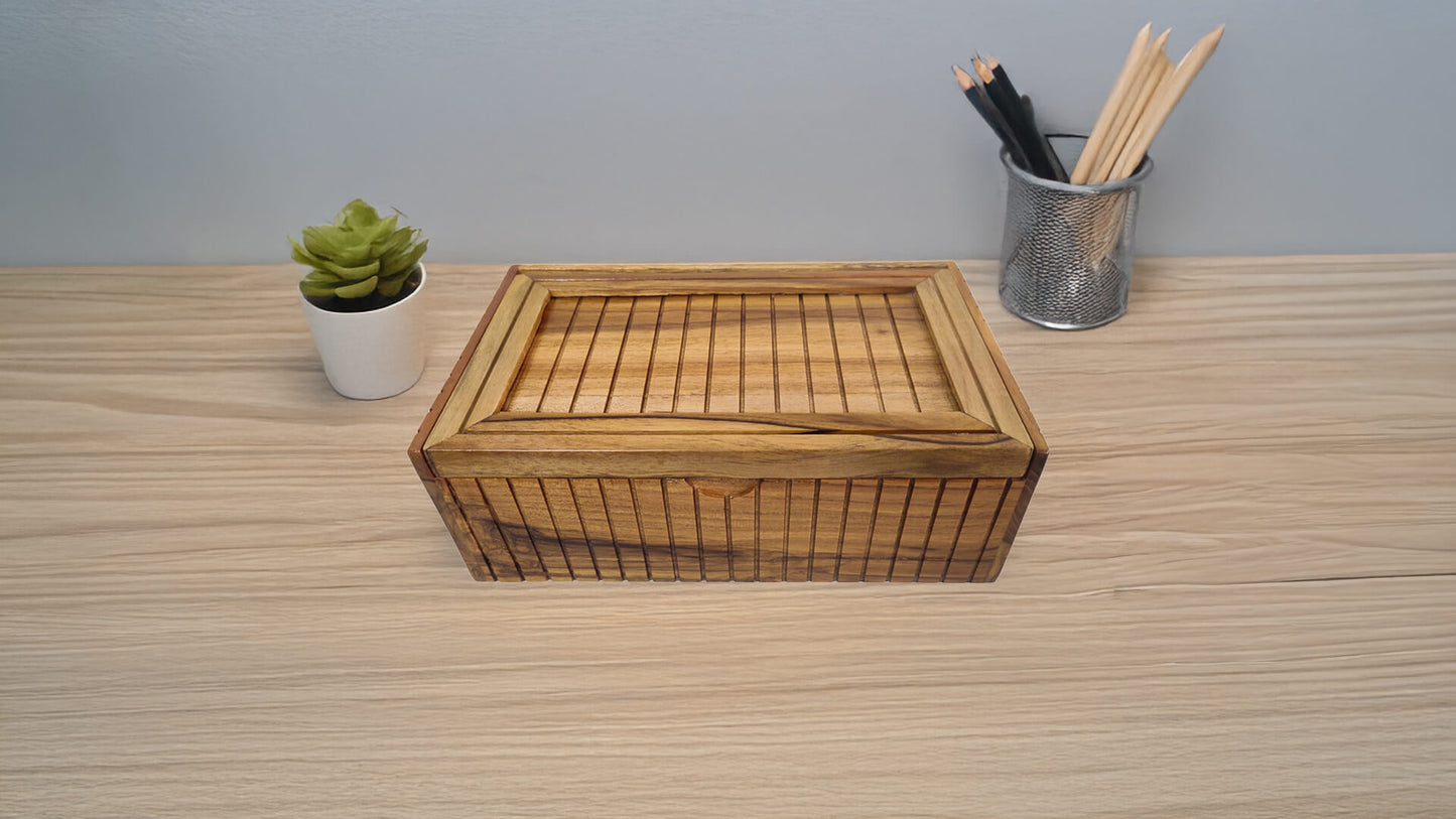 Storage Box with Lift Up Lid in Teak Wood