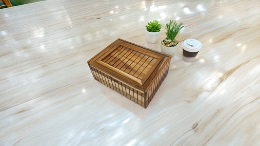 Storage Box with Lift Up Lid in Teak Wood