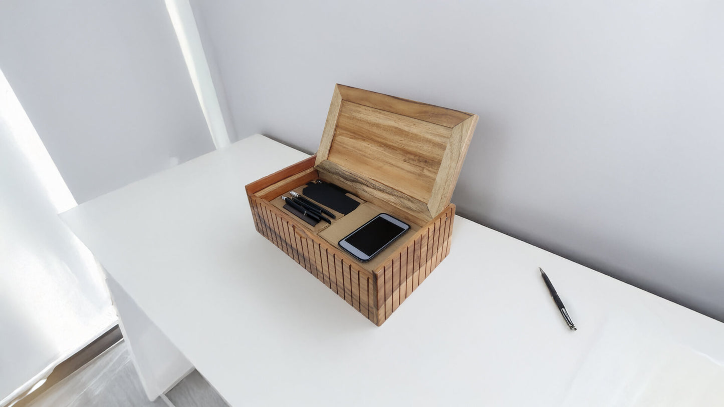 Storage Box with Lift Up Lid in Teak Wood