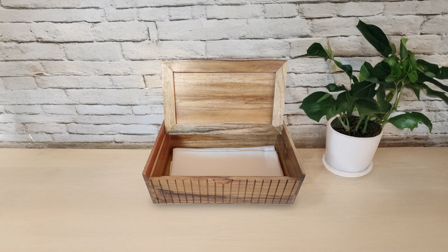 Storage Box with Lift Up Lid in Teak Wood