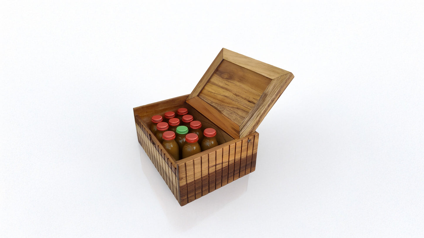 Storage Box with Lift Up Lid in Teak Wood