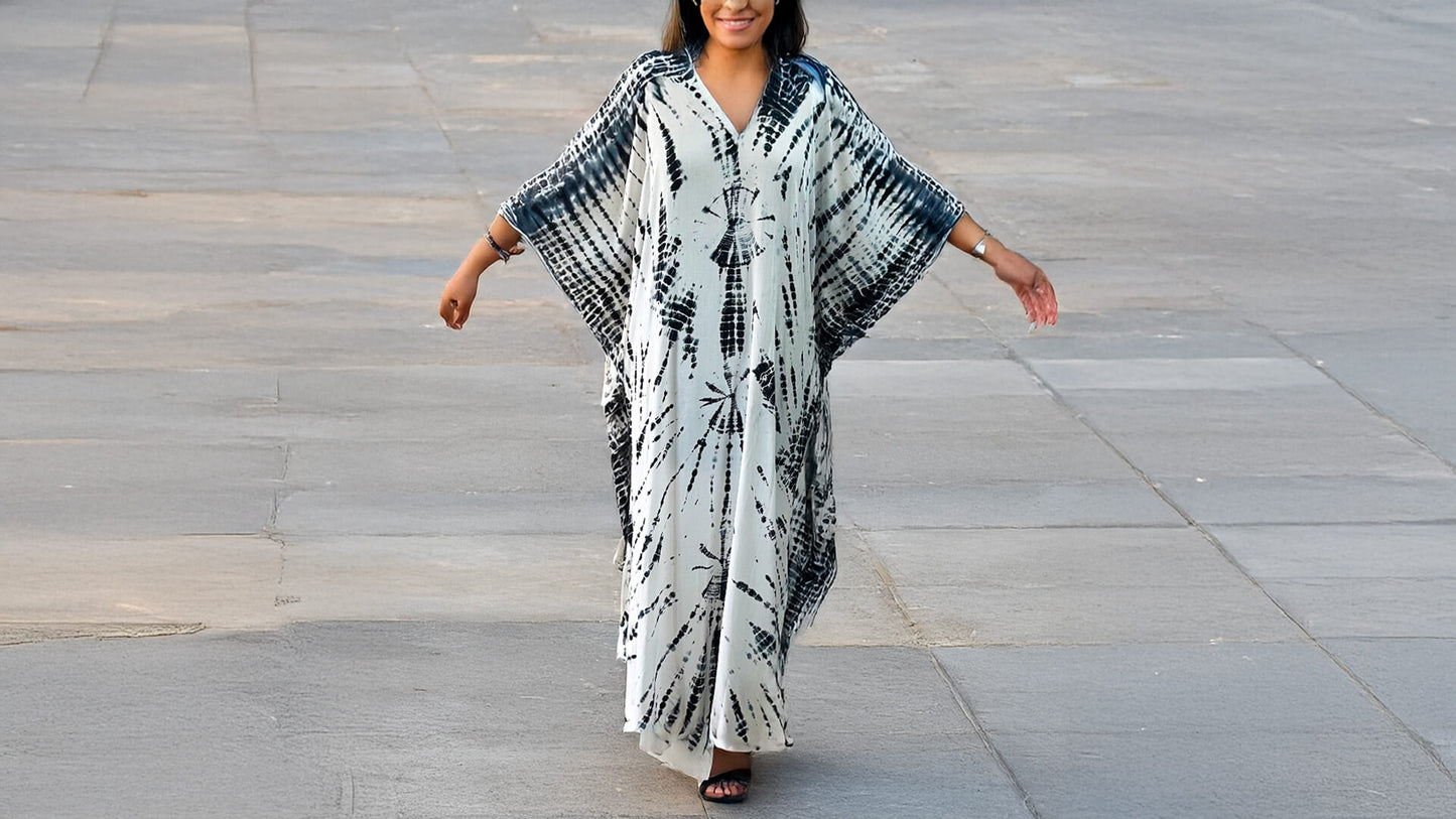 Tie and Dye Printed Long Maxi Gown Kaftan