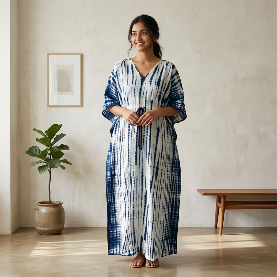 Tie and Dye Printed Long Maxi Gown Kaftan