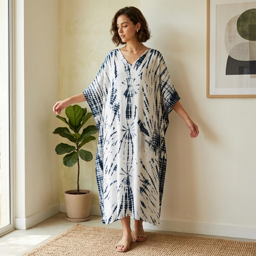 Tie and Dye Printed Long Maxi Gown Kaftan