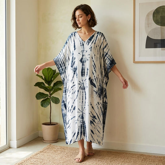 Tie and Dye Printed Long Maxi Gown Kaftan